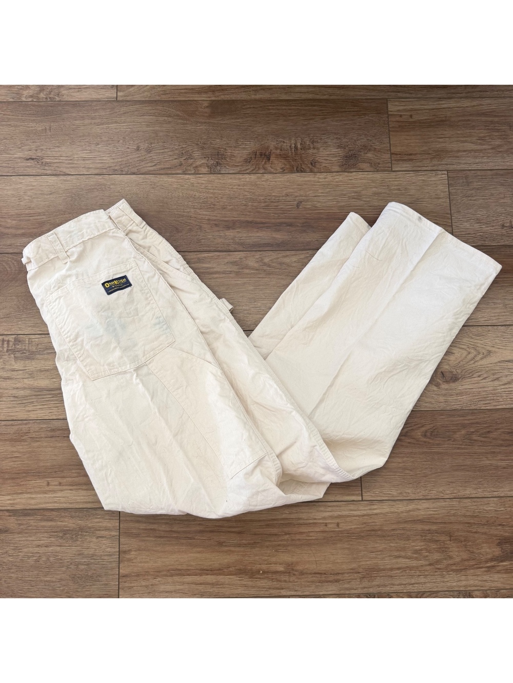 Vtg 1987 OshKosh Bgosh White Painter Pants 34x32 USA Fits 32